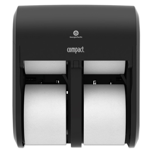 Georgia Pacific Professional 56744A Compact Quad Vertical 11.75 in. x 6.9 in. x 13.25 in. 4-Roll Coreless Dispenser - Black (1/Carton) image number 0