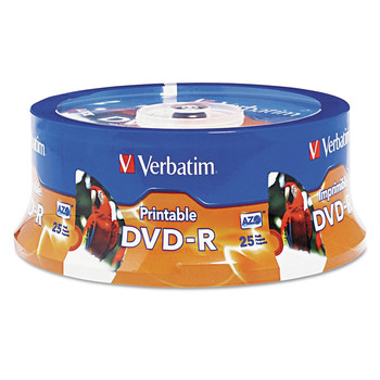 Verbatim 96191 4.7 GB 16x DVD-R Recordable Discs in Spindle - White (25/Pack)