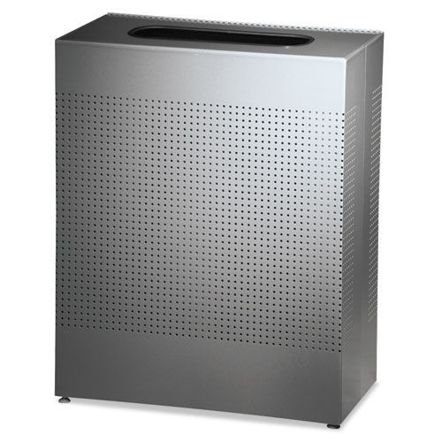 Rubbermaid Commercial FGSR18EPLSM 40 gal. Designer Line Steel Square Silhouettes Receptacle - Silver image number 0