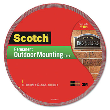 Scotch 4011-LONG Weather-Resistant 1 in. x 450 in. Outdoor Mounting Tape - Gray (1 Roll)
