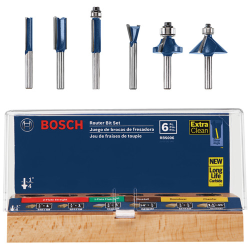 Bosch RBS006 14 in. Shank CarbideTipped MultiPurpose 6Piece Router