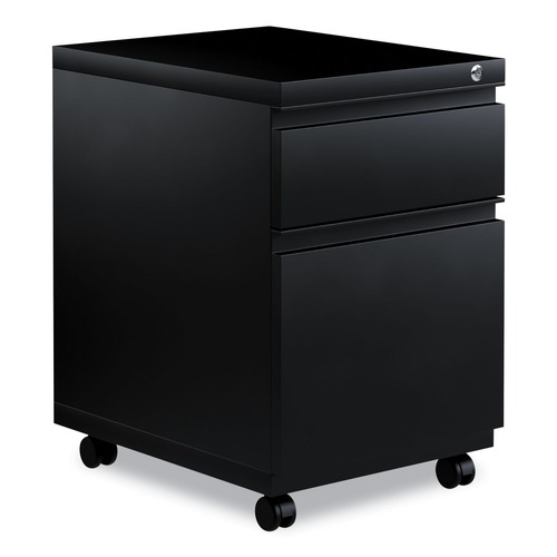 New Arrivals | Alera ALEPBBFBL 14.96 in. x 19.29 in. x 21.65 in. Two-Drawer Metal Pedestal Box File with Full-length Pull - Black image number 0