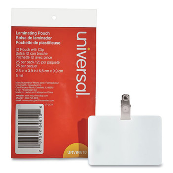 Universal UNV84610 3.75 in. x 3.88 in. 5 mil, Laminating Pouches - Matte Clear (25-Piece/Pack)