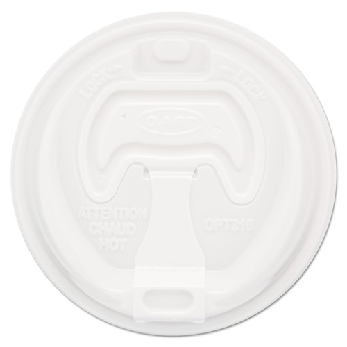 Cups and Lids | Dart 16RCL Optima Reclosable Lids for 12 - 24 oz. Foam Cups - White (100-Piece/Bag) image number 0