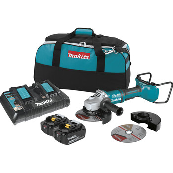 CUT OFF GRINDERS | Makita XAG12PT1 18V X2 (36V) LXT Brushless Lithium-Ion 7 in. Cordless Paddle Switch Electric Brake Cut-Off/Angle Grinder Kit with 2 Batteries (5 Ah)