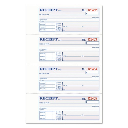 New Arrivals | Adams TCH1185 TOPS 4/Page, 200 Forms, 7 in. x 2.75 in. Three-Part Carbonless, 3-Part Hardbound Receipt Book - White image number 0