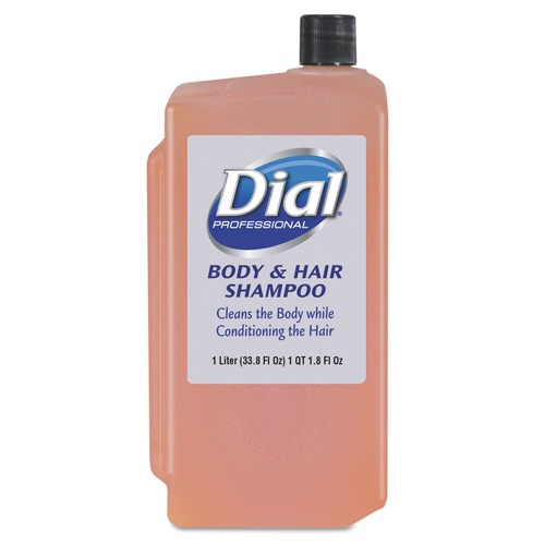 Dial Professional 4029 Gender-Neutral 1 Liter Bottle Peach Scent Hair and Body Wash Refill (8/Carton) image number 0