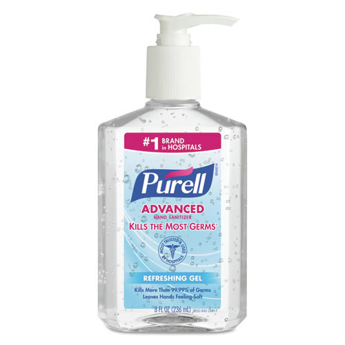 Hand Sanitizers | PURELL 9652-12 8 oz. Pump Bottle Clean Scent Advanced Refreshing Gel Hand Sanitizer image number 0