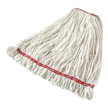Rubbermaid Commercial FGA21306WH00 Web Foot Cotton/Synthetic 1 in. Headband Shrinkless Looped-End Wet Mop Head - Large, White