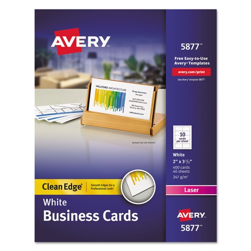 Avery 05877 2 in. x 3.5 in. Clean Edge Business Cards - White (40 Sheets/Box, 10 Cards/Sheet) image number 0