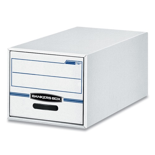 Bankers Box 00722 STOR/DRAWER Basic Space-Savings 16.75 in. x 19.5 in. x 11.5 in. Legal File Storage Drawers - White/Blue (6/Carton) image number 0