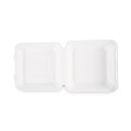 Boardwalk HL-91BW 1 Compartment 9 in. x 9 in. x 3.19 in. Bagasse Food Containers Hinged-Lid - White (200 Sleeves/Carton) image number 2