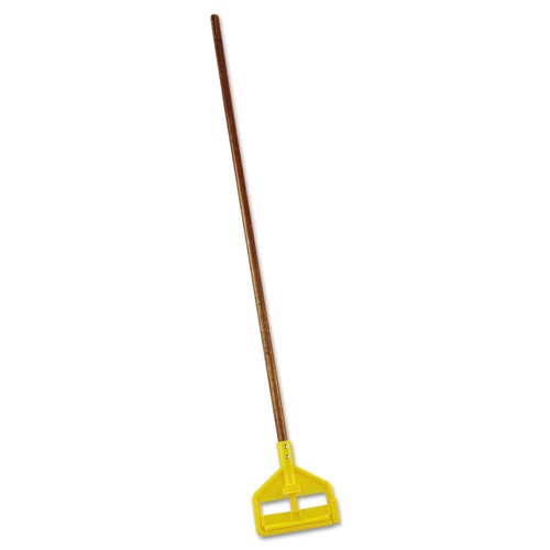 Mops | Rubbermaid Commercial FGH115000000 Invader Side-Gate 54 in. Hardwood Wet Mop Handle - Natural/Yellow image number 0
