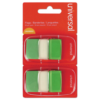 Universal UNV99003 1 in. x 1.75 in. Page Flags - Green (100/Pack)