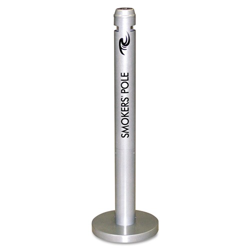 Smoking Receptacles | Rubbermaid Commercial FGR1SM Round Steel Smoker's Pole (Silver) image number 0