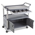 Carts | Rubbermaid Commercial FG409400GRAY Xtra 300 lbs. Capacity 3-Shelf Instrument Cart - Gray image number 2