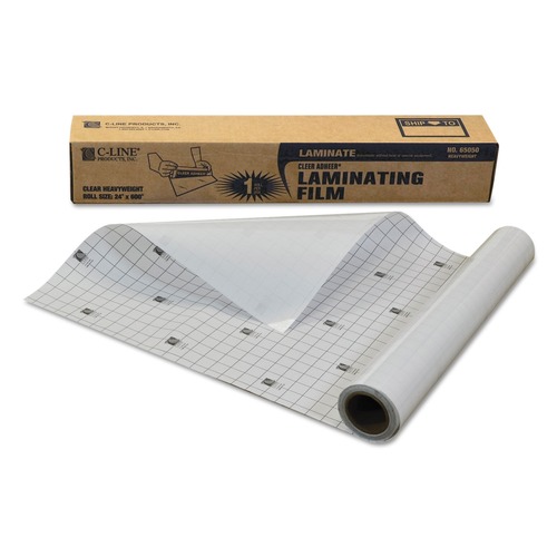 C-Line 65050 Cleer Adheer 2 mil 24 in. x 50 ft. Self-Adhesive Laminating Film - Gloss Clear (1 Roll) image number 0