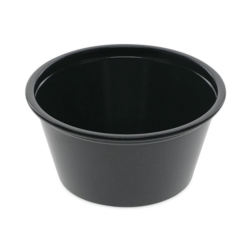 Cups and Lids | Pactiv Corp. YS200E 2 oz. Plastic Souffle Cups - Black (2400/Carton) image number 0