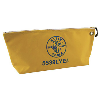 Klein Tools 5539LYEL 18 in. x 3.5 in. x 8 in. Canvas Zipper Consumables Tool Pouch - Large, Yellow