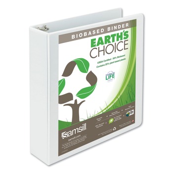 BINDERS | Samsill 18967 Earth's Choice 3 Round Ring 2 in. Capacity View Binder - White