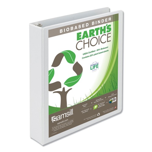 Friends and Family Sale - Save up to $60 off | Samsill 18957 Earth's Choice 1.5 in. Capacity 11 in. x 8.5 in. Biobased Round Ring View Binder - White image number 0