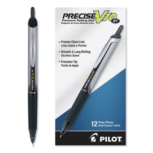  | Pilot 13450 Precise V10RT 1 mm Black Ink Retractable Pens (1 Dozen) image number 0