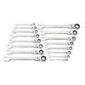 GearWrench 86728 16-Piece 90-Tooth 12 Point Metric Flex Head Combination Ratcheting Wrench Set image number 1