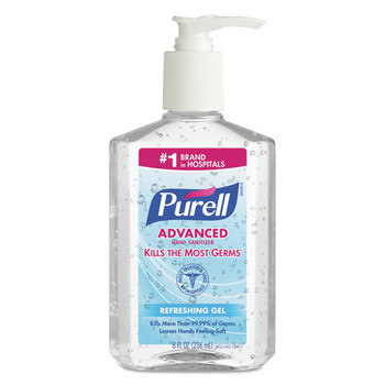 PURELL 9652-12 8 oz. Pump Bottle Clean Scent Advanced Refreshing Gel Hand Sanitizer