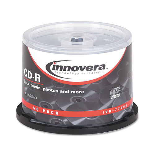  | Innovera IVR77950 50/Pack 52x 700 MB/80 min. CD-R Recordable Disc Spindle - Silver image number 0