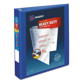 Avery 79775 Heavy-Duty 1.5 in. Capacity 11 in. x 8.5 in. 3 Ring View Binder with DuraHinge and One Touch EZD Rings - Pacific Blue