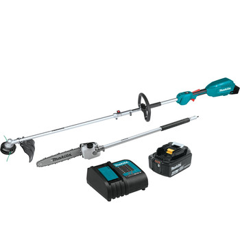 OUTDOOR POWER COMBO KITS | Makita XUX02SM1X4 18V LXT Brushless Lithium-Ion Couple Shaft Power Head Kit with 13 in. String Trimmer Attachment and 10 in. Pole Saw Attachment (4 Ah)