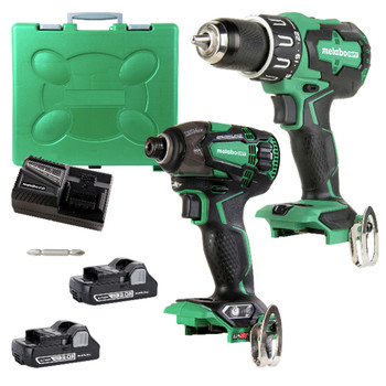 Factory Reconditioned Metabo HPT KC18DBFL2CMR MultiVolt 18V Brushless Lithium-Ion 1/2 in. Cordless Hammer Drill and 1/4 in. Triple Hammer Impact Driver Combo Kit with 2 Batteries (3 Ah)