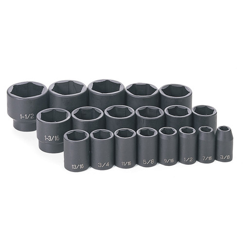 Grey Pneumatic 1319 19-Piece 1/2 in. Drive 6-Point SAE Master Standard Impact Socket Set image number 0