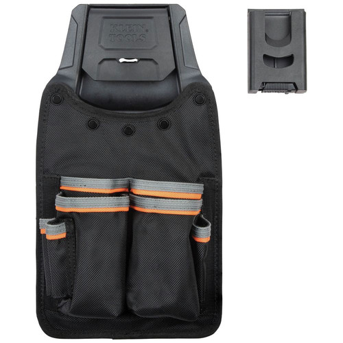 Tool Belts | Klein Tools 55912 Tradesman Pro 13 in. x 7.25 in. x 4.75 in. Modular Piping Tool Pouch with Belt Clip - Black/Gray/Orange image number 0