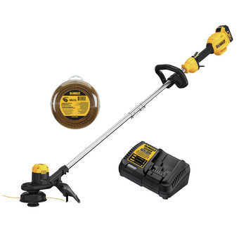 STRING TRIMMERS | Dewalt DCST925M1-DWO1DT802 20V MAX Lithium-Ion 13 in. Cordless String Trimmer and 0.080 in. x 225 ft. String Trimmer Line Bundle (4 Ah)