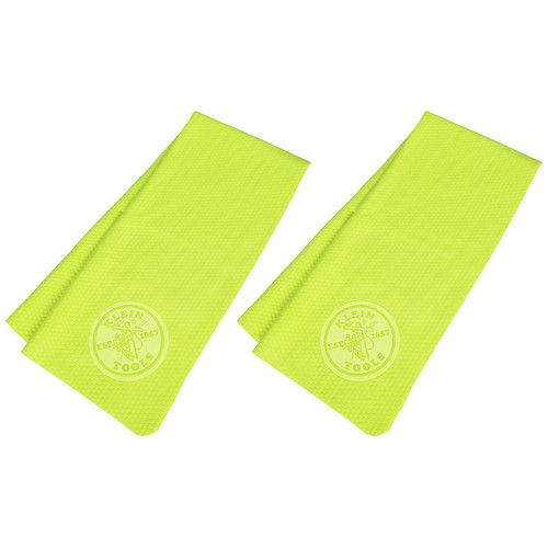Cooling Gear | Klein Tools 60486 Cooling PVA Towel - High-Visibility Yellow (2-Pack) image number 0