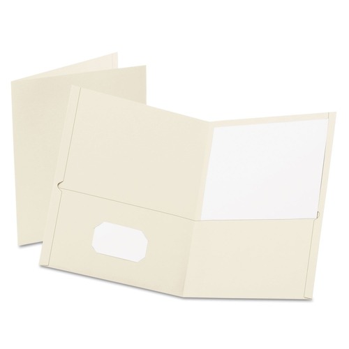 New Arrivals | Oxford 57504EE Twin-Pocket Folder, Embossed Leather Grain Paper, White, 25/box image number 0