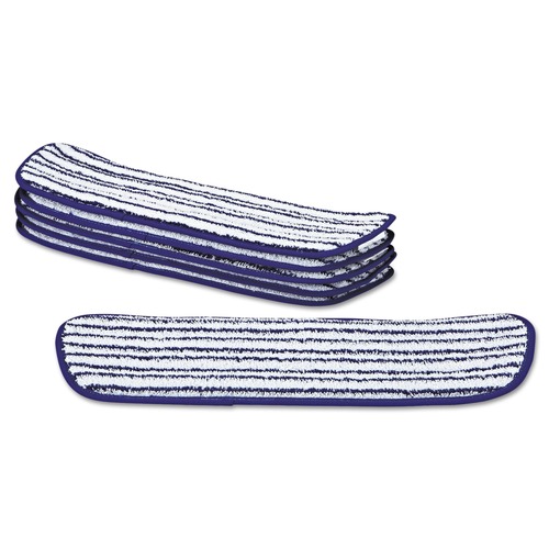 Cleaning and Janitorial Accessories | Rubbermaid Commercial FGQ80000WH00 Microfiber 18 in. x 5-1/2 in. Finish Pads - Blue/White (6/Box) image number 0
