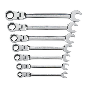 GearWrench 9700 7-Piece SAE Flex Head Combination Ratcheting Wrench Set
