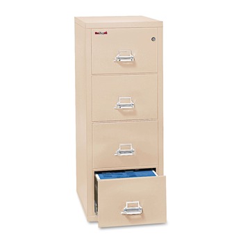 FireKing 4-2131-CPA 20.81 in. x 31.56 in. x 52.75 in. UL 350 Degree for Fire Four-Drawer Vertical Legal File Cabinet - Parchment