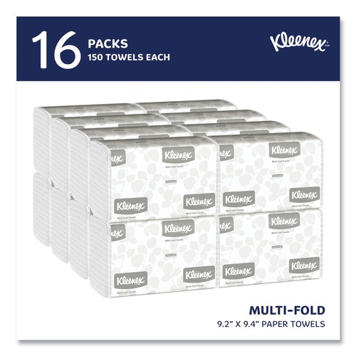 Cleaning & Janitorial Supplies | Kleenex 1890 Essential 9.2 in. x 9.4 in. Multi-Fold Paper Towels - White (150-Piece/Pack, 16 Packs/Carton) image number 0