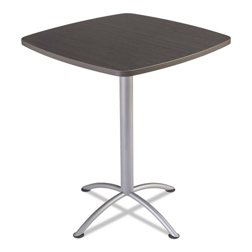 Iceberg 69754 iLand 36 in. x 36 in. x 42 in. Square Edgeband Bistro Table - Gray Walnut/Silver image number 0