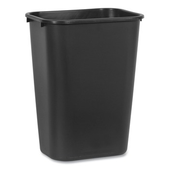 TRASH WASTE BINS | Rubbermaid Commercial FG295700BLA 10.25 gal. Deskside Rectangular Plastic Wastebasket - Black