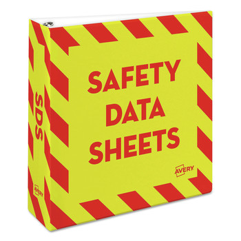 Avery 18952 Heavy-Duty 11 in. x 8.5 in. 3 Ring 3 in. Capacity Preprinted Safety Data Sheet Binder - Yellow/Red