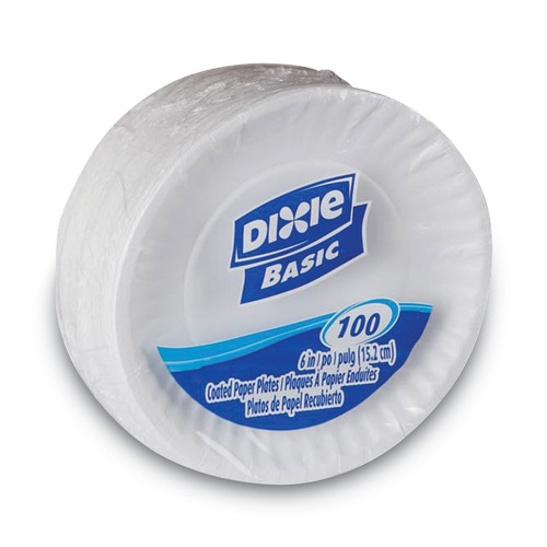 Bowls and Plates | Dixie DBP06W 6 in. Light-Weight Paper Plates - White (100-Piece/Pack) image number 0