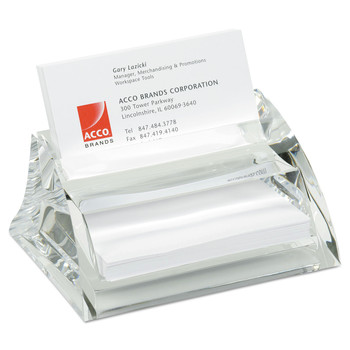 Swingline S7010135 Stratus 40 Card Capacity 3.5 in. x 4.5 in. x 2.25 in. Acrylic Business Card Holder - Clear