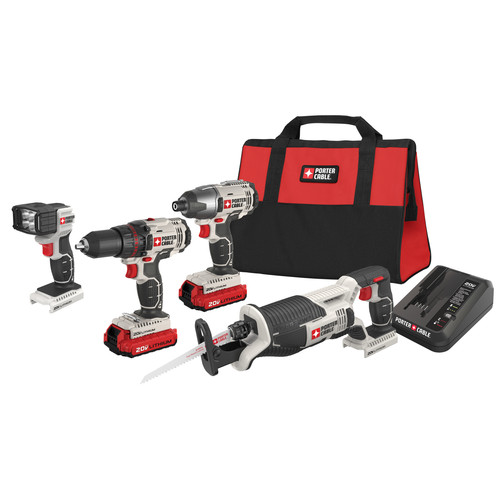 Porter-Cable PCCK615L4 20V MAX Cordless Lithium-Ion 4-Tool Compact Combo Kit image number 0