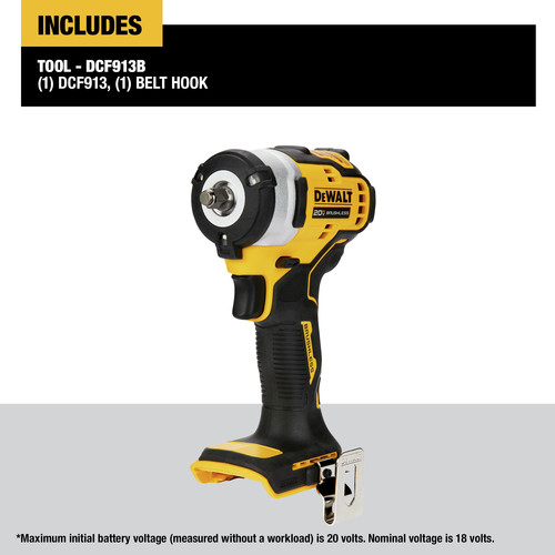 Dewalt DCF913B 20V MAX Brushless Lithium-Ion 3-8 in. Cordless Impact with Hog Ring Anvil (Tool Only) | Tool