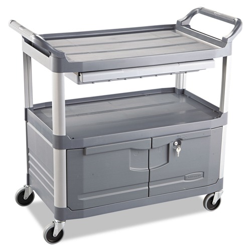 Carts | Rubbermaid Commercial FG409400GRAY Xtra 300 lbs. Capacity 3-Shelf Instrument Cart - Gray image number 0