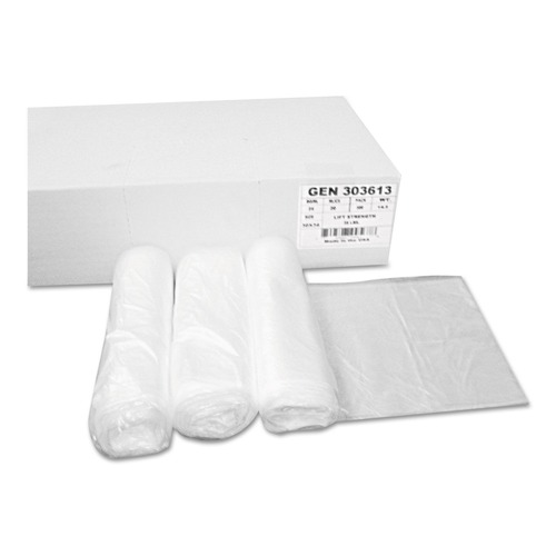 Trash Bags | GEN Z6036MN GR1 30 gal. 30 in. x 36 in. High Density Can Liners - Natural (500/Carton) image number 0